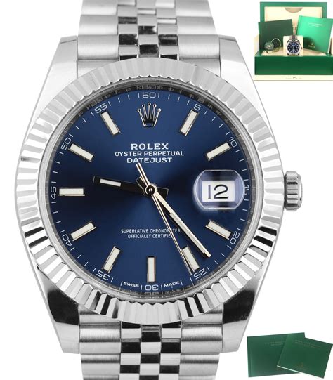 rolex datejust blue face jubilee